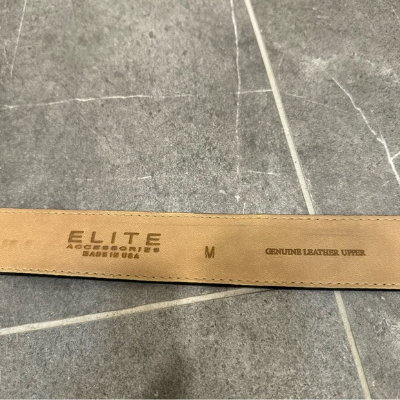 Black western belt silver tooled round oval buckle cowboy cowgirl leather elite - Picture 7 of 11